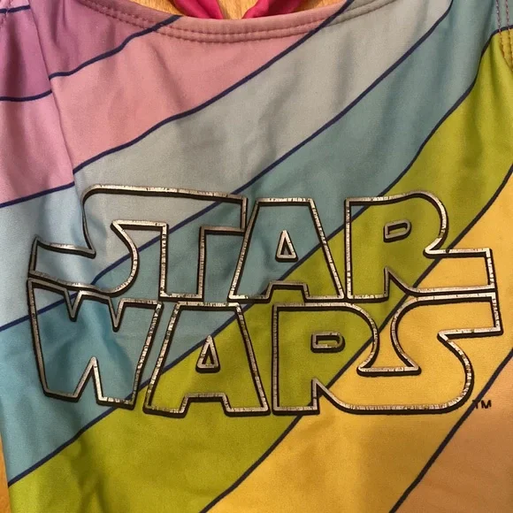 Star Wars Bathing Swim Suit Rainbow Striped Girls S 6 - Picture 2 of 6
